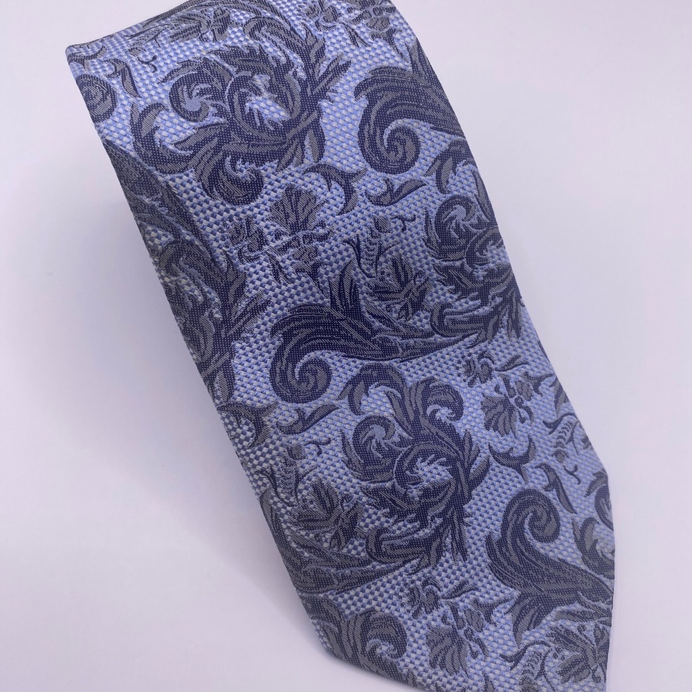 Blue and Gray Floral Men's Tie